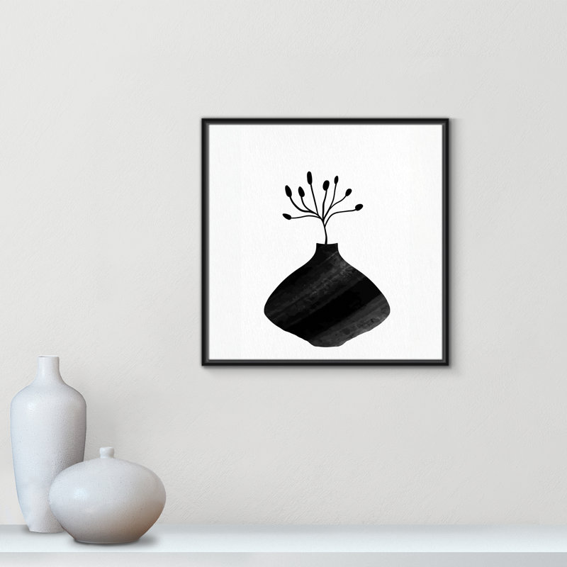 «Black Vase II - Square Version Print» par Kimberly Allen, Noir, H 25,5 po x l 25,5 po