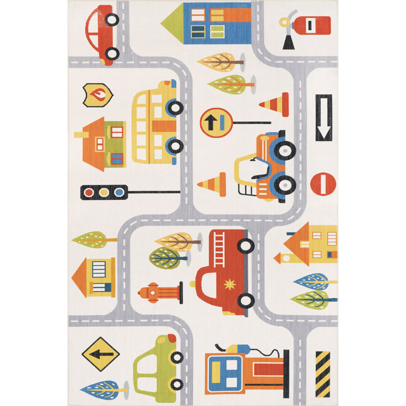 Tapis lavable à la machine pour enfants Carmina SpinClean City, Rectangle 5 pi x 8 pi