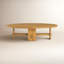 Table basse simple de forme ronde avec finition en travertin et base piédestal de style contemporain