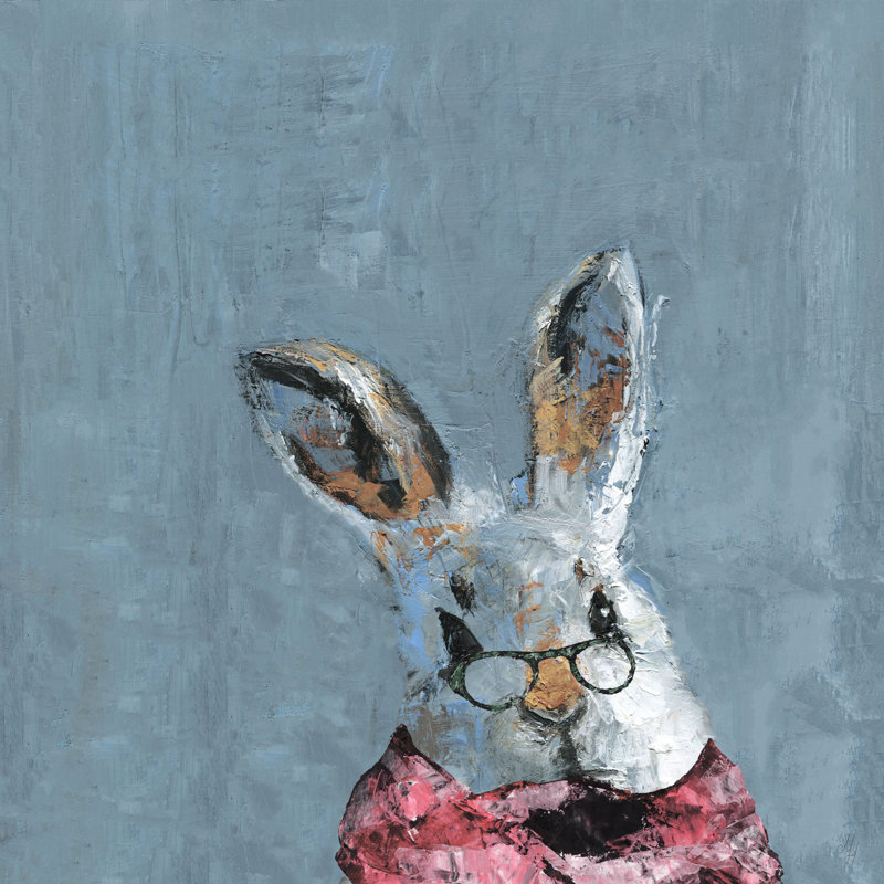 Granny Bunny - Wrapped Canvas Painting, 18" H x 18" W x 1.5" D