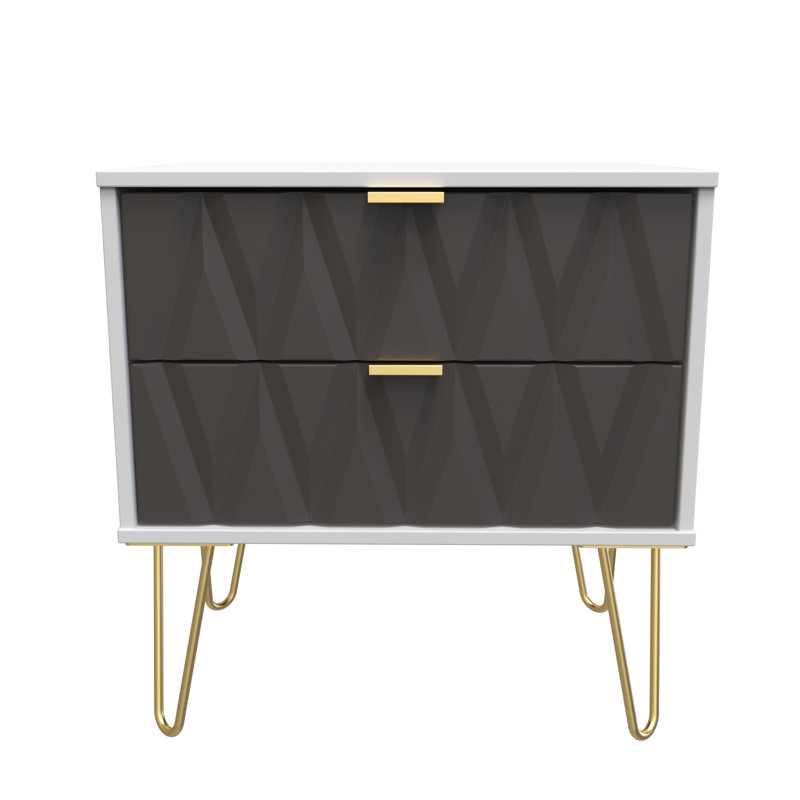 Baturhan 2 Drawer Midi Chest (Ready Assembled), Graphite/Grey