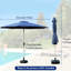 Parasol 9 pi - Tissu, imperméable, facile à contrôler pour le jardin, la terrasse, la cour, la piscine, bleu marine, parfait pour l'utilisateur