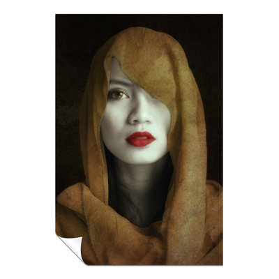 Woman In Red Lips And Scarf - No Frame Print