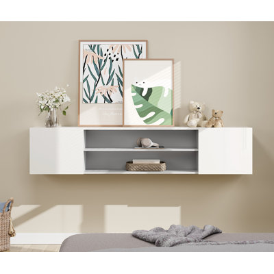 Floating TV Stand With Storage & Hidden Compartment