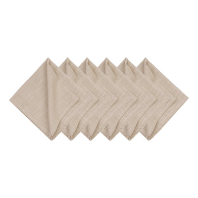 Hemstitch Solid Tan Glass Napkin Set of 6