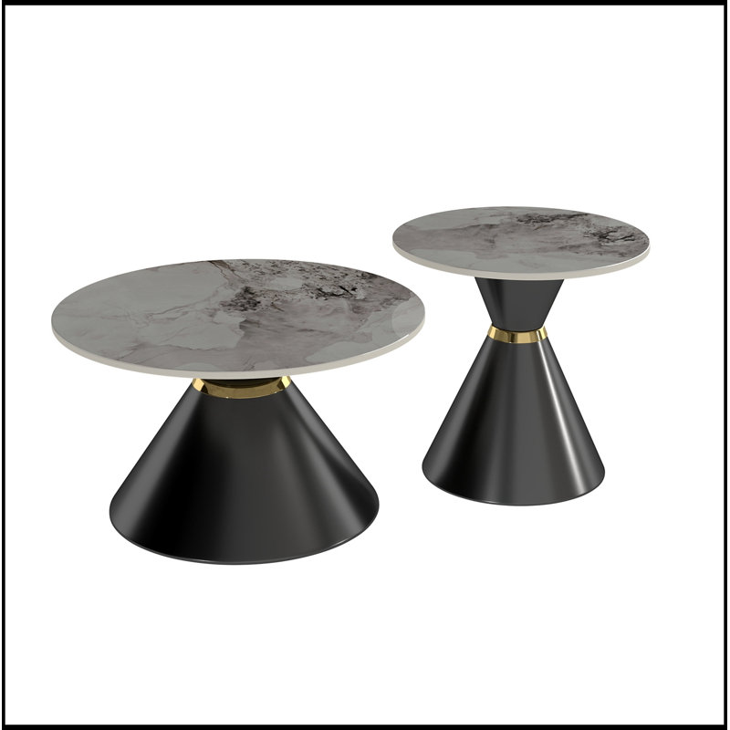 Ensemble de 2 ronds gigognes avec base robuste, Noir