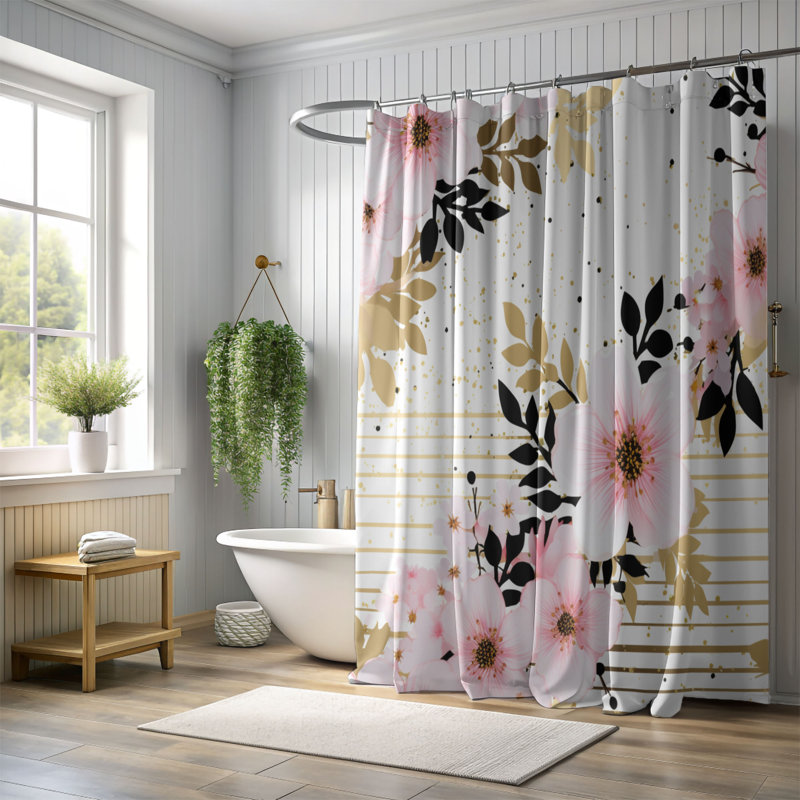 Rideau de douche Midnight Flower - Premium 52, H 74 po x l 71 po