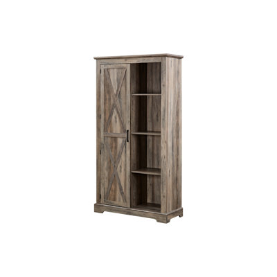 Armoire rustique pour garde-manger - Grande porte de grange grise 40,17 * 15,31 * 74,4, organisateur spacieux avec tablettes de rangement amovibles et armoire mobile polyvalente