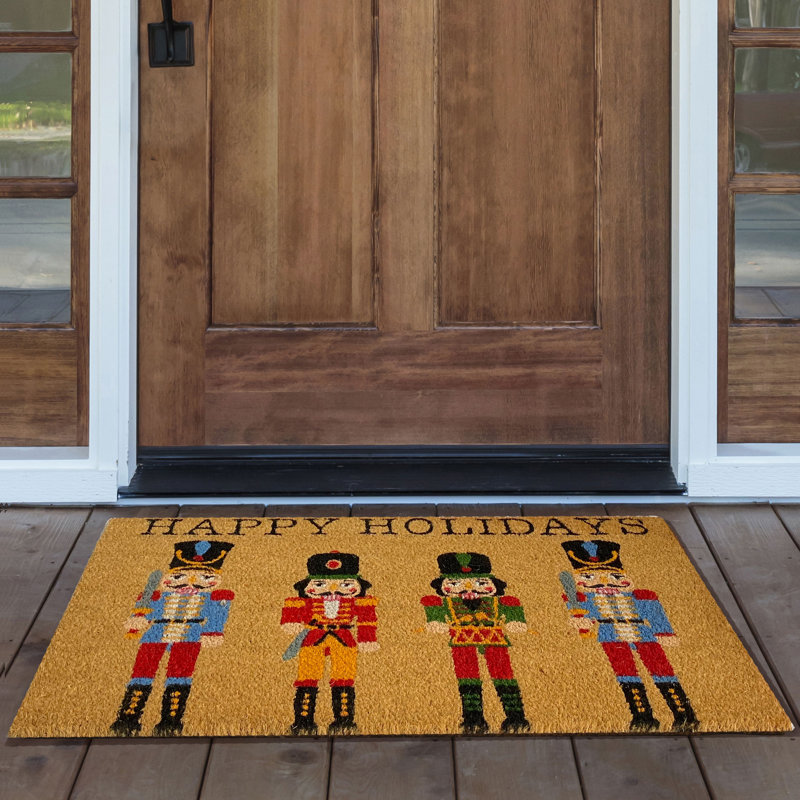 Paillasson d’extérieur antidérapant happy holidays de casse-noisette 30 po x 18 po Lacinda
