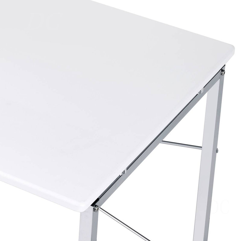 Bureau d'écriture blanc et chrome avec base traîneau