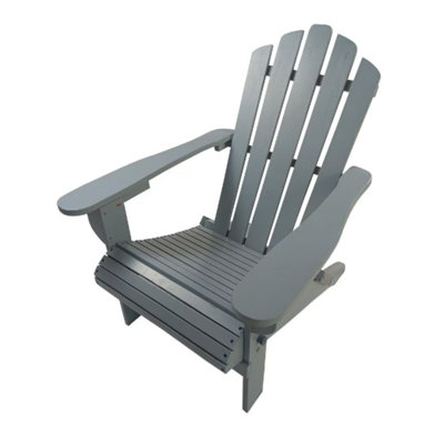  Chaise Adirondack pliable en bois - Chaise longue d'extérieur en bois massif pour patio, terrasse et jardin, gris