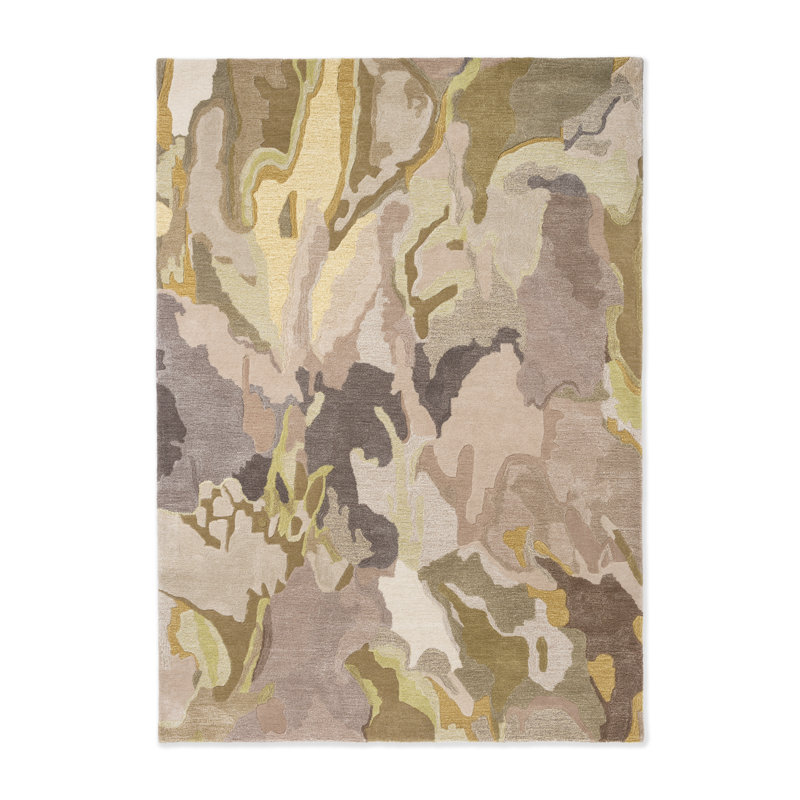 Foresta Hand Tufted Wool/Rayon/Viscose Abstract Area Rug in Pebble/Sand, Rectangle 6'7" x 9'2"