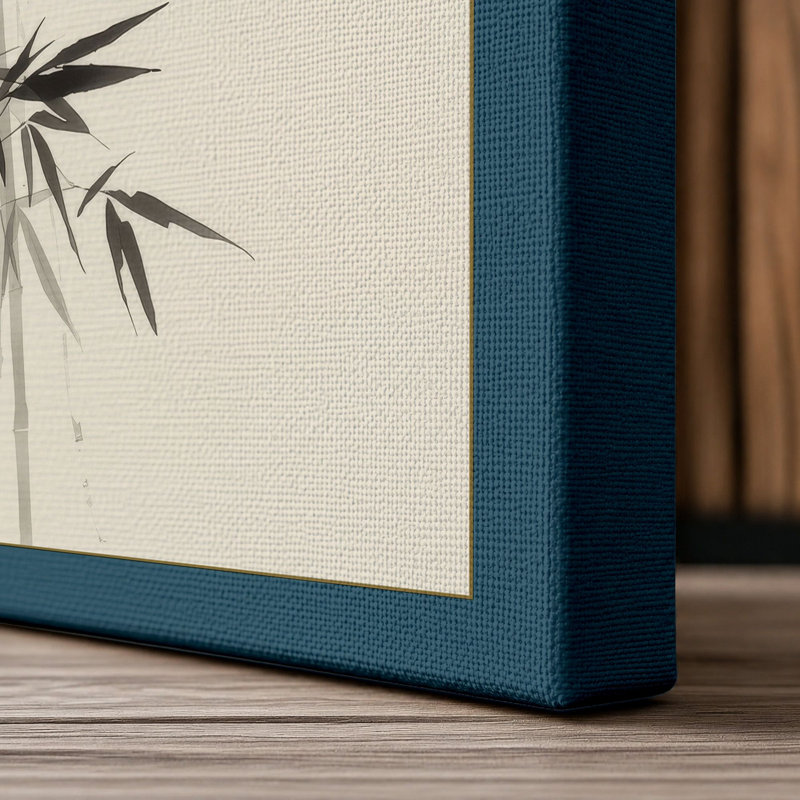 Bamboo in Silence Japandi - Wrapped Canvas, 36x24 - 91.4 x 61.0 cm, Teal Border