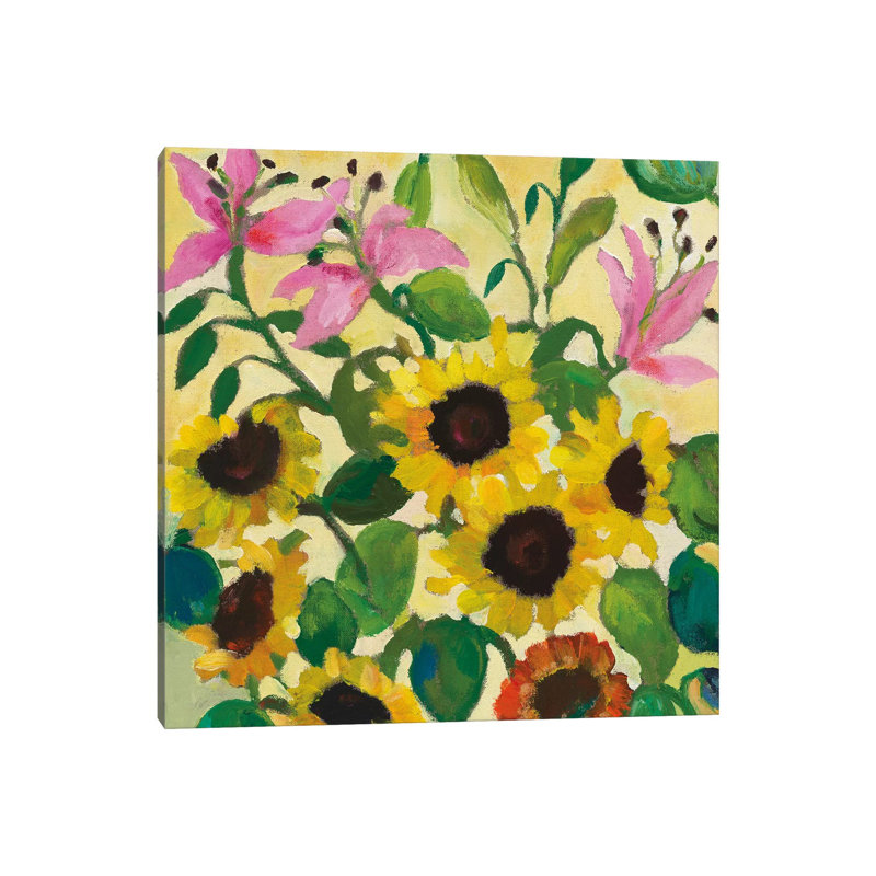 Sunflowers & Lilies by Kim Parker - Wrapped Canvas Gallery-Wrapped Canvas Giclée, 93.98 cm H x 93.98 cm W