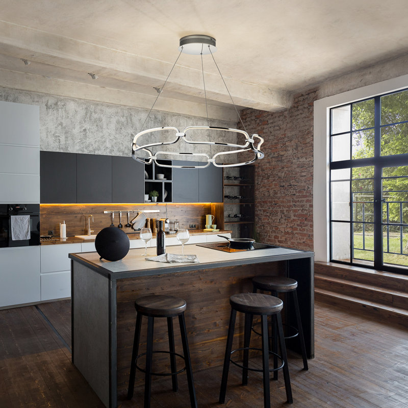 Mercedes 6 - Light LED Geometric Pendant, Silver