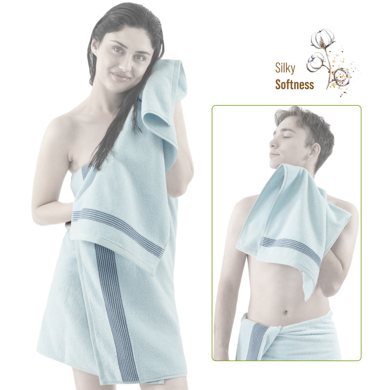 Luxury Extra Soft 100% Cotton 6 Piece Bath Towel Set, Sky