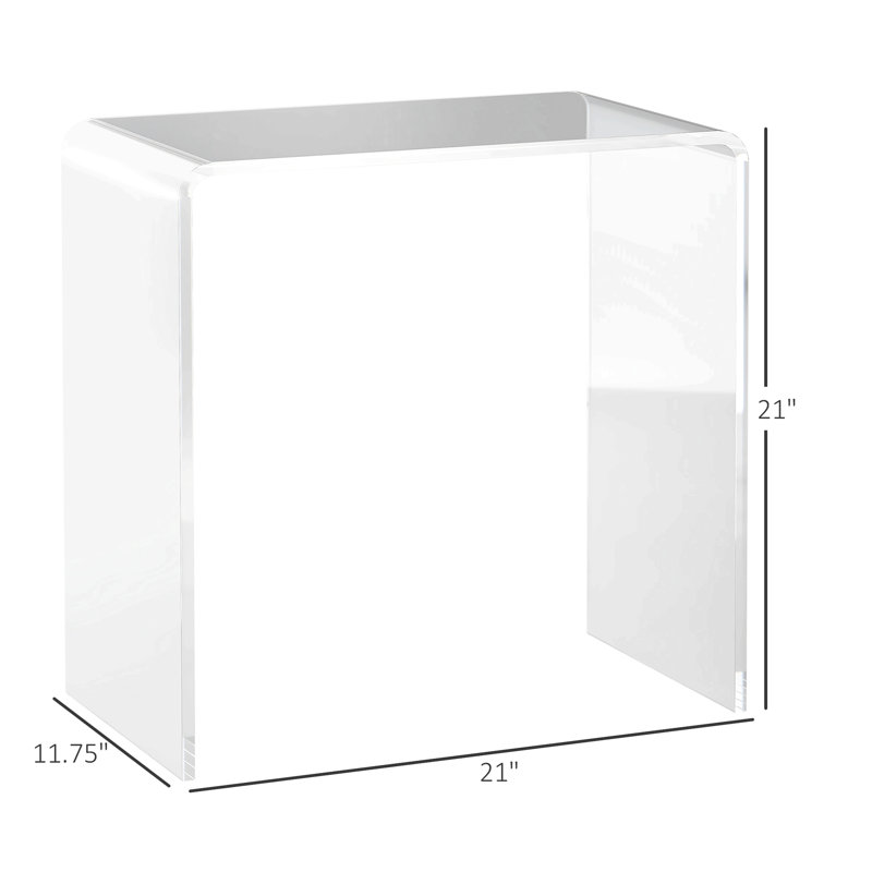 21" Long Rectangle Acrylic Waterfall Coffee Table, Clear
