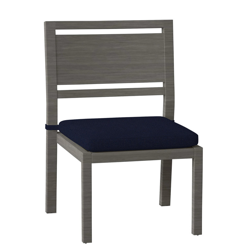Avondale Patio Dining Side Chair with Cushions, Slate Grey, Rollo Silver, No Welt