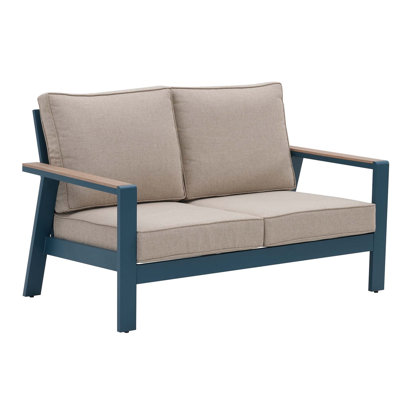 58" W Outdoor Aluminum Frame Loveseat With Cushion