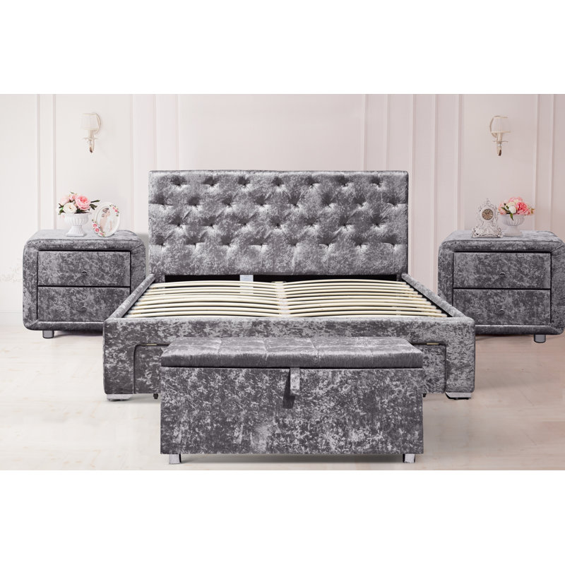 Angela Upholstered Storage Bed, Double (4'6)