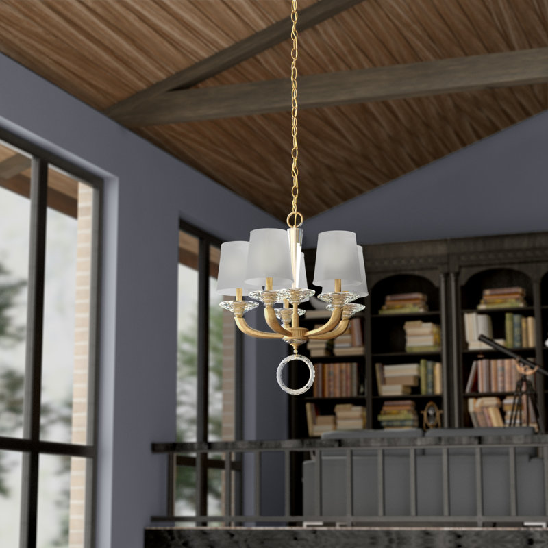 Emilea 5 - Light Glass Chandelier, White