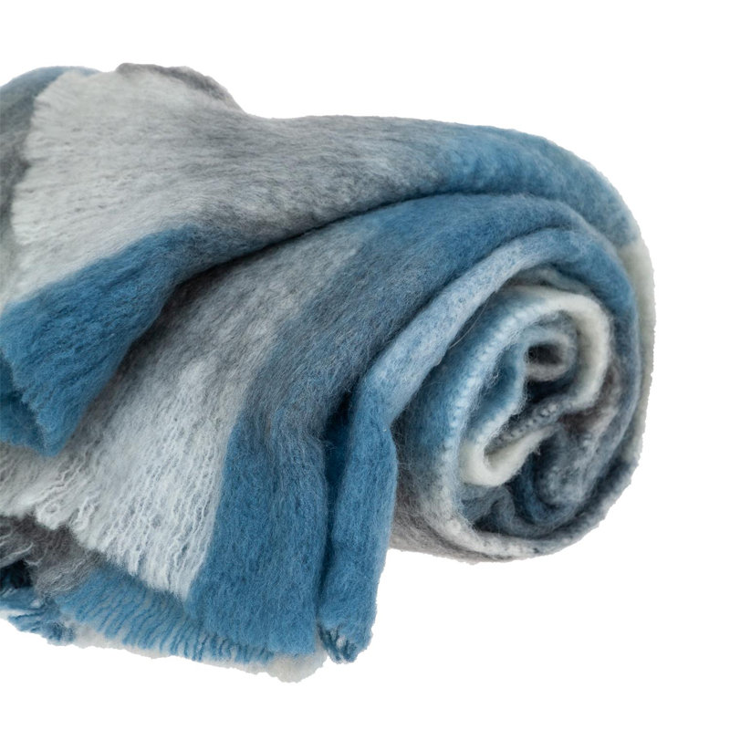 Cabino Lodge Blue and Gray Wool Blend Throw Blanket
