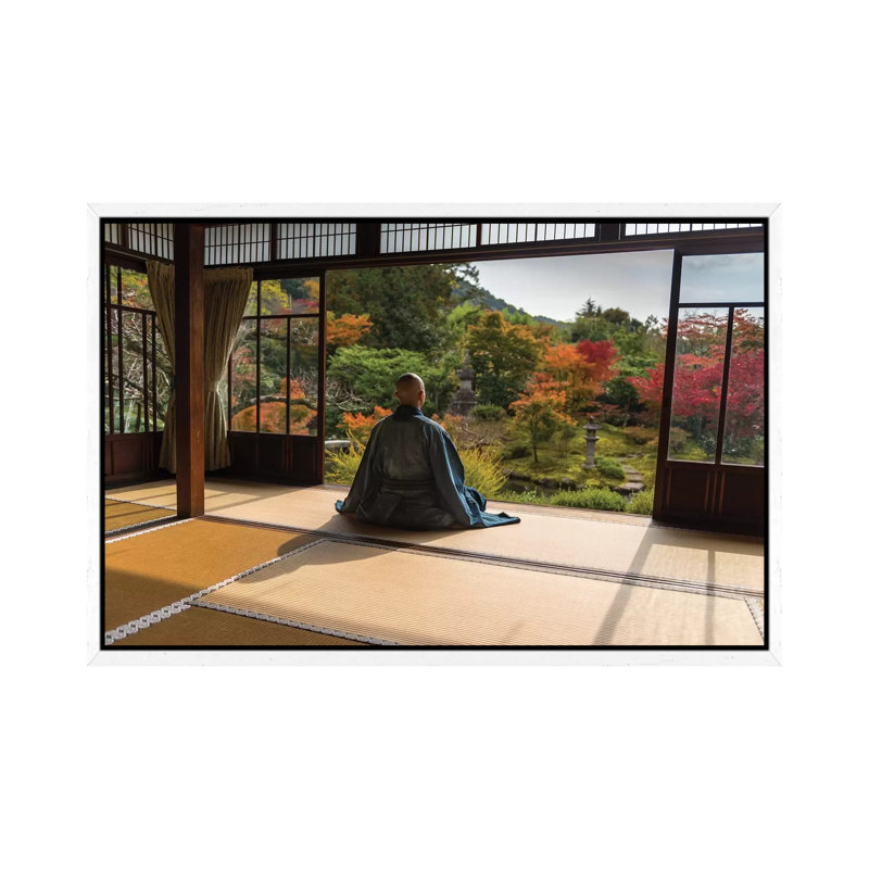Meditation by Marc Pelissier - Print on Canvas, 66.04 cm H x 45.72 cm W, White Framed