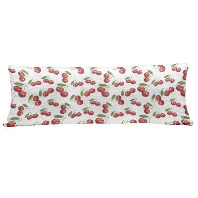 Ambesonne Fruit Fluffy Body Pillow Case Cover With Zipper, Cherry Design Fresh Berry Fruit Summer Green Garden Macro Digital Print, Accent Long Pillow -  wellbody_30285_50x140