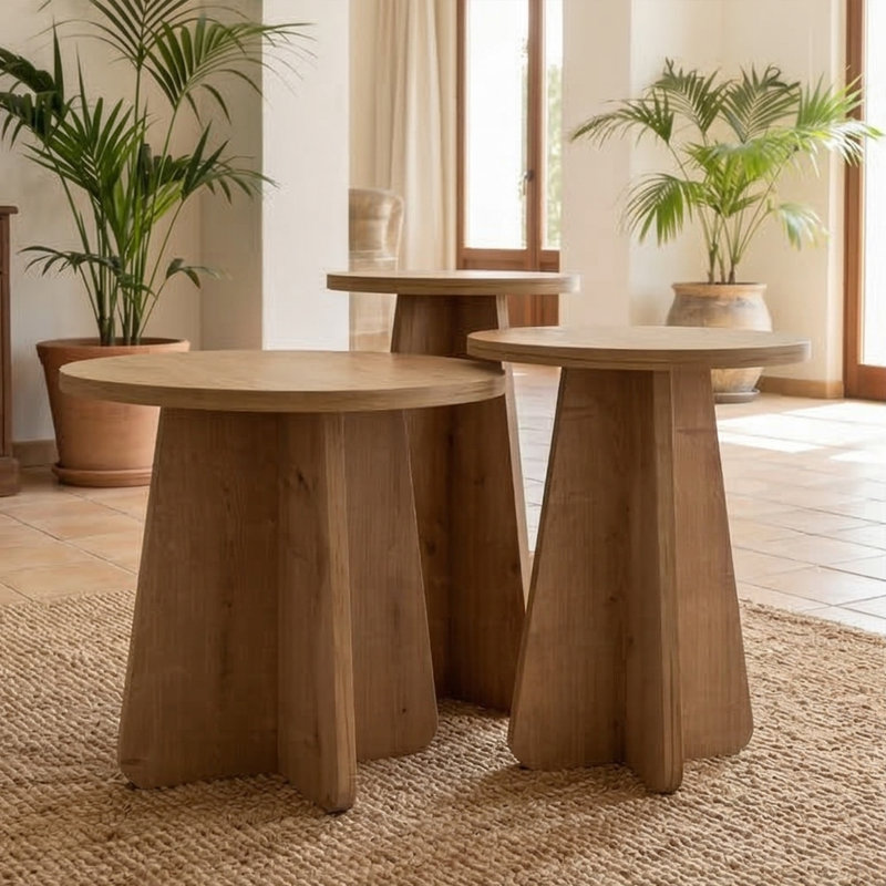 Ensemble de 3 tables gigognes Aurelia, Chêne saphir
