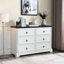 Commode blanche à 6 tiroirs - Style moderne avec capacité de rangement et poignées en métal spacieuses