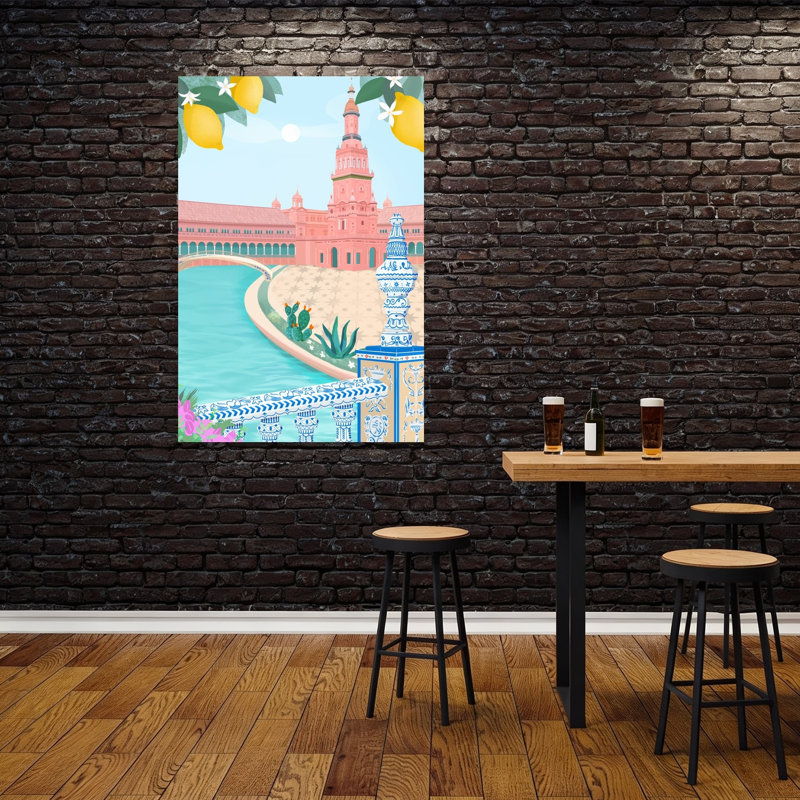 Séville, Espagne - Affiche d'architecture contemporaine estivale, H 60 po x l 40 po