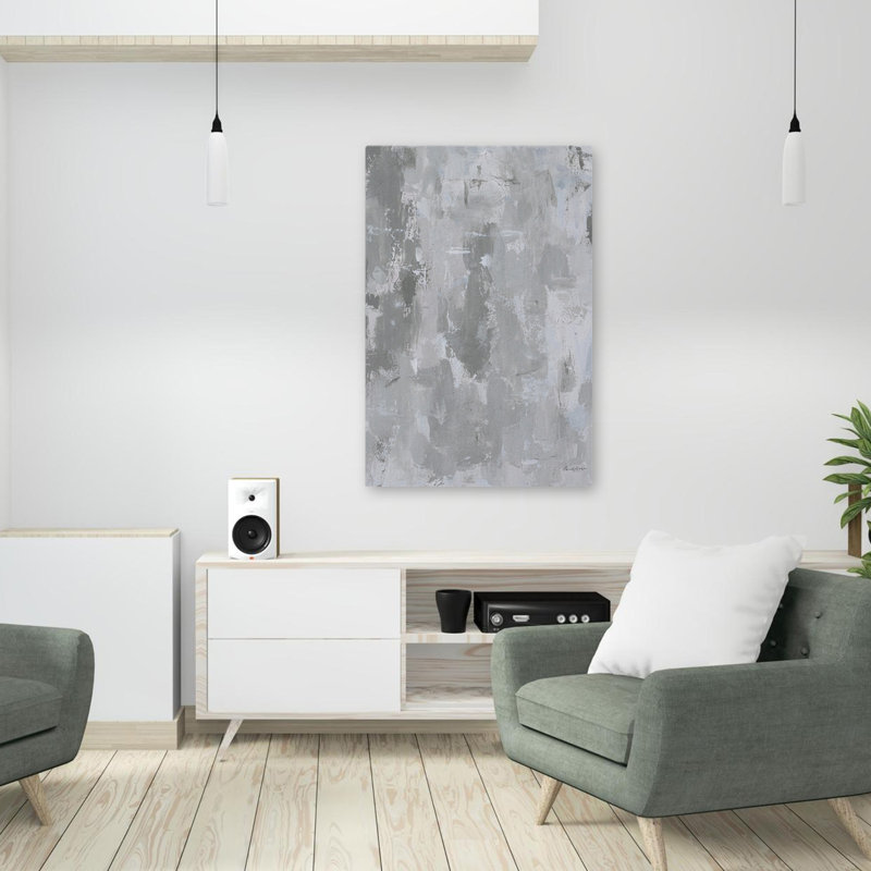 Overlap - Abstract Cream Gray Grey, 36" H x 24" W