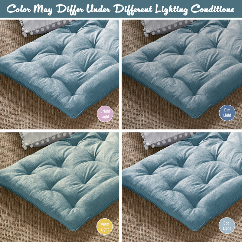 Edelia Poly Chenille Lounge Floor Pillow Cushion, Aqua