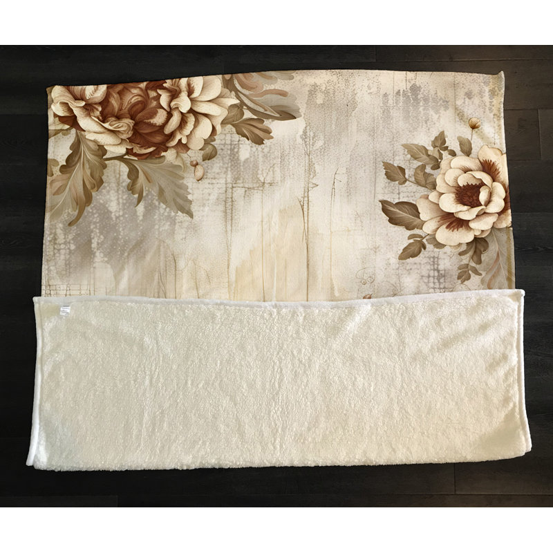 Throw Blanket, 68" W x 80" L, Floral/Abstract, Brown/Tan
