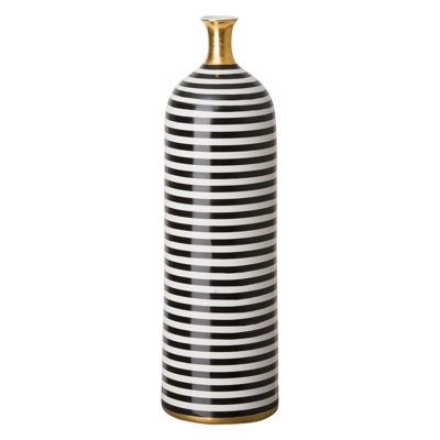 Vase de table intérieur / extérieur 25 po Blk / Wht / Gold