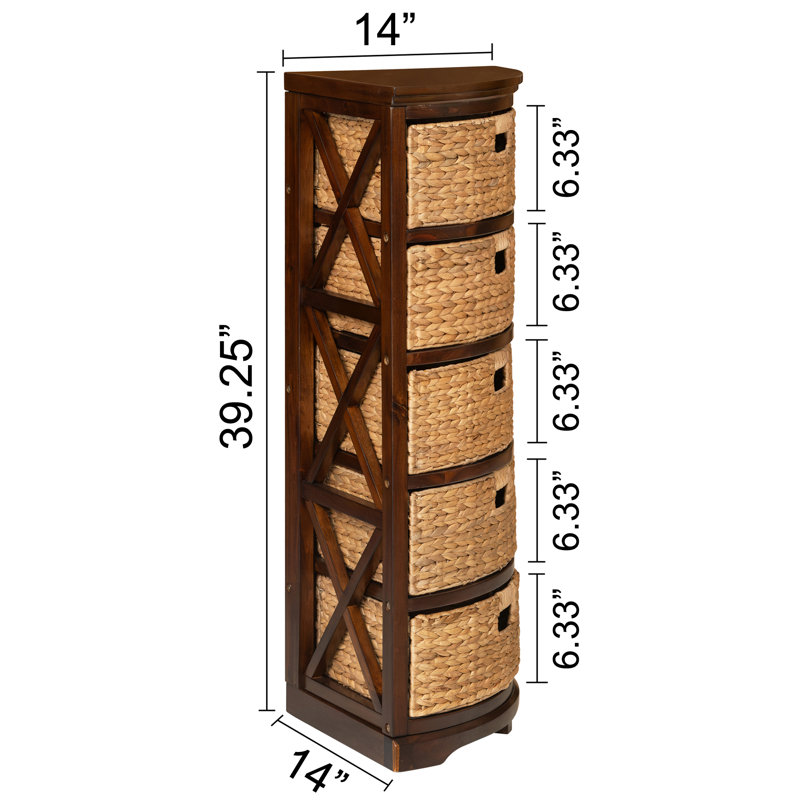 5 tiroirs de rangement en bois massif, Noyer