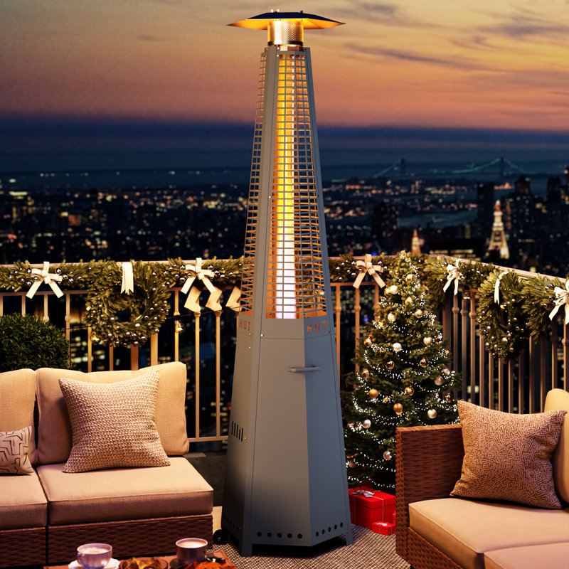 48000 BTU Pyramid Propane Standing Patio Outdoor Heater, Black