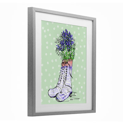 Lavender Herb Boots Framed Print Under Glass, design by Susan Lugar