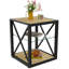 Ensemble de 2 tables de chevet modernes pour chambre à coucher et salon, panneau de fibres à densité moyenne en verre trempé et grain, table d'appoint de style industriel-1540546634