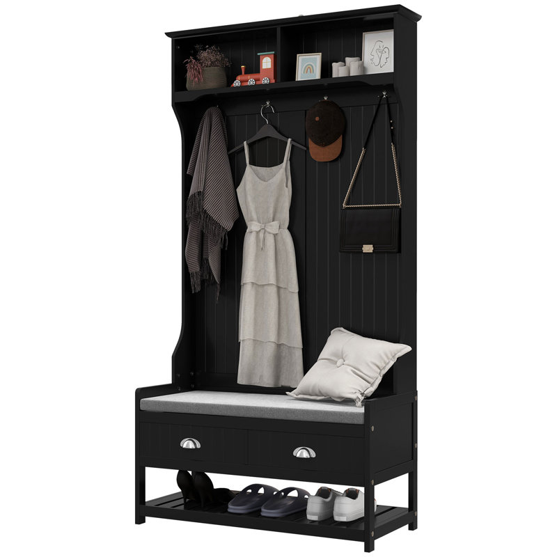 HOMCOM 3-In-1 Hall Tree, Black