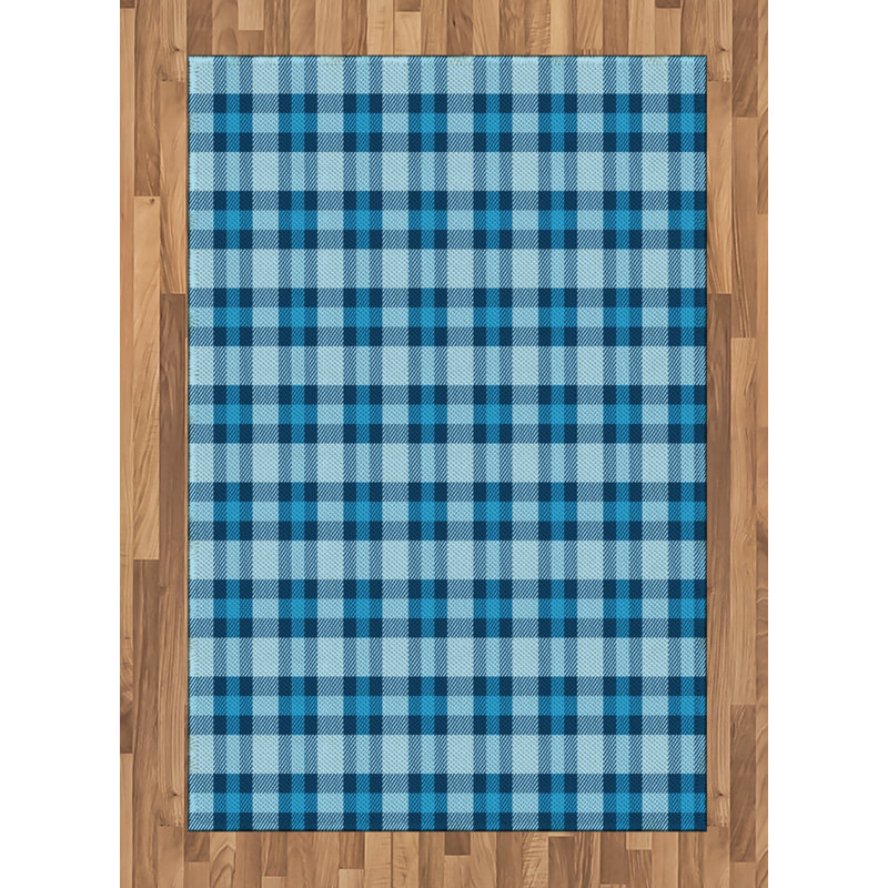 Checkered High Density Long Fiber Poly Threads Decorative Area Rug Carpet, Rectangle 4' x 5'8"