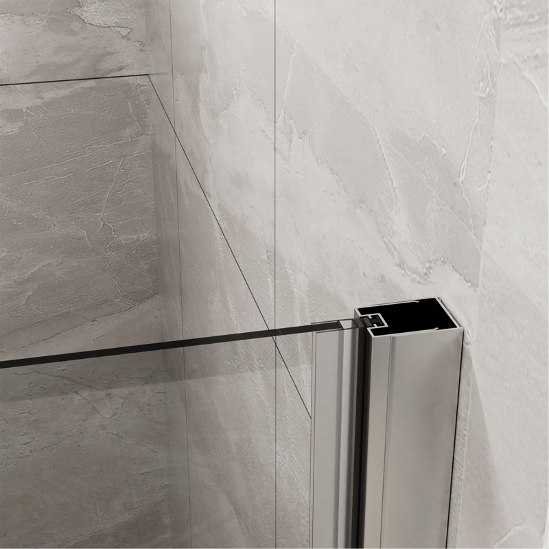 34"X 72" Bifold Frameless Glass Shower Door 1/4 Inch Tempered Clear Glass Pivot Swing Shower Panel, Foldable, Chrome