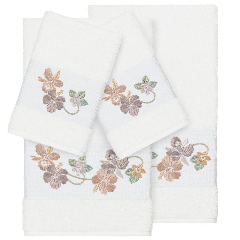 Caroline Embellished 4 Piece Towel Set, White