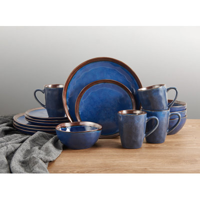 Mikasa Talia Blue 16Pc Dinnerware Set, Service For 4
