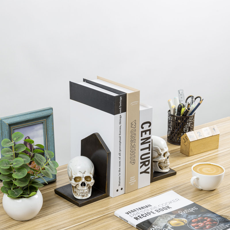 Halloween Decor Resin Skull Decorative Bookends