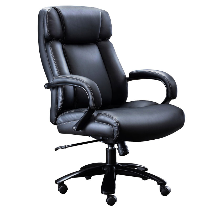 Grand fauteuil de direction ergonomique à haut dossier de 500 lb avec siège de 7 pouces d'épaisseur et base stable