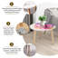 Ensemble de 2 tables basses gigognes en forme de triangle, lotus roses, fleurs rétro, aquarelle, peinture florale douce, table de bout, table d'appoint minimaliste moderne pour salon, chambre à coucher