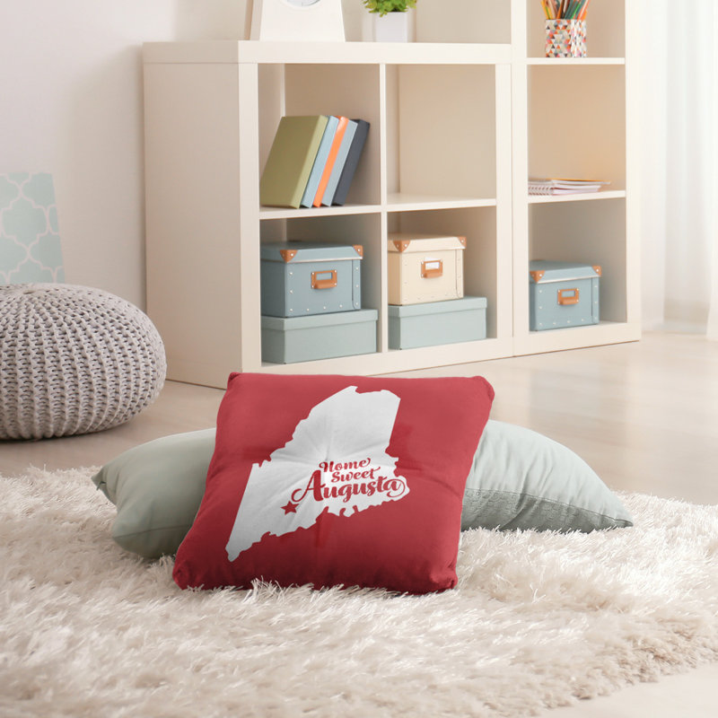Reversible Throw Pillow, 30" H x 30" W, Red, Augusta/Maine