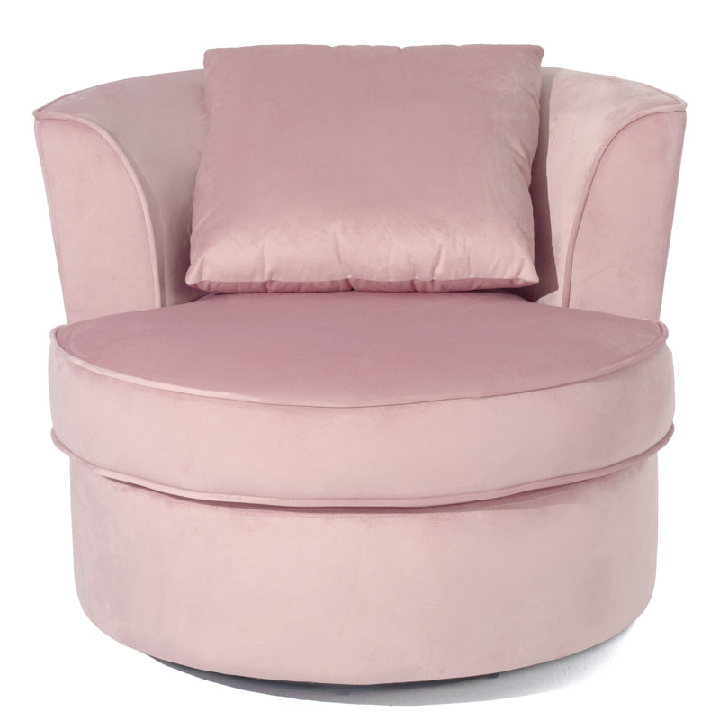 32" Wide Swivel Barrel Chair Modern Accent Chair Living Room Sofa Chair Single Sofa, Velvet Pink