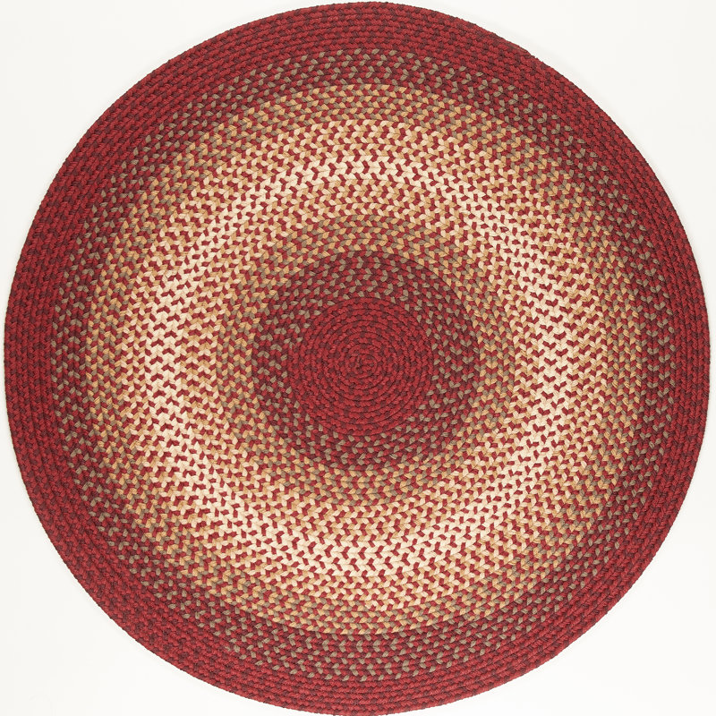 Tapis intérieur / extérieur rouge tressé à la main Epes, Rond 6 pi
